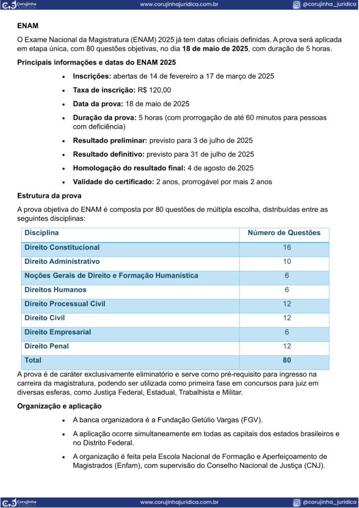 Estrutura da prova e datas