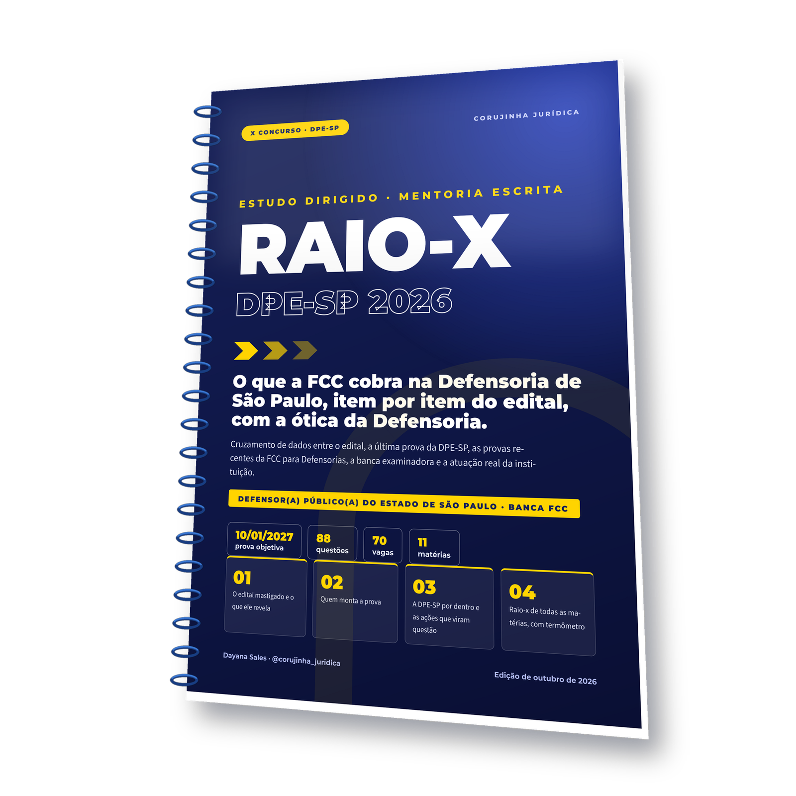 Estudo Dirigido Raio-X DPE-SP 2026, caderno espiralado com a capa do material